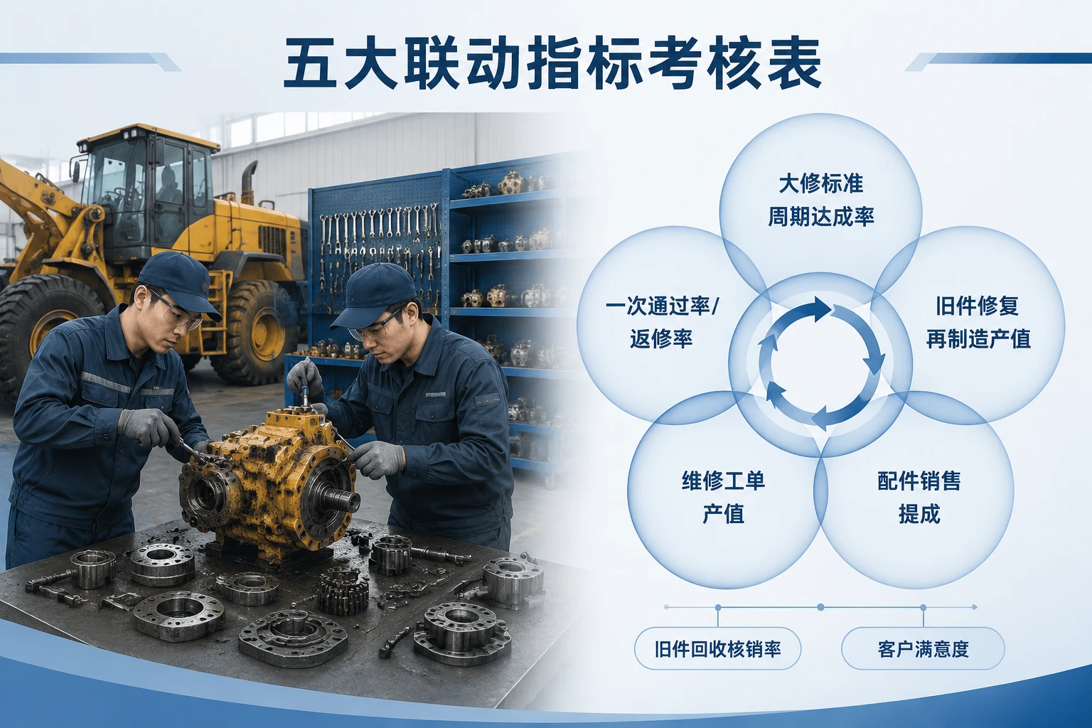 装载机大修班组绩效包干表：大修周期、返修率与旧件修复产值联动