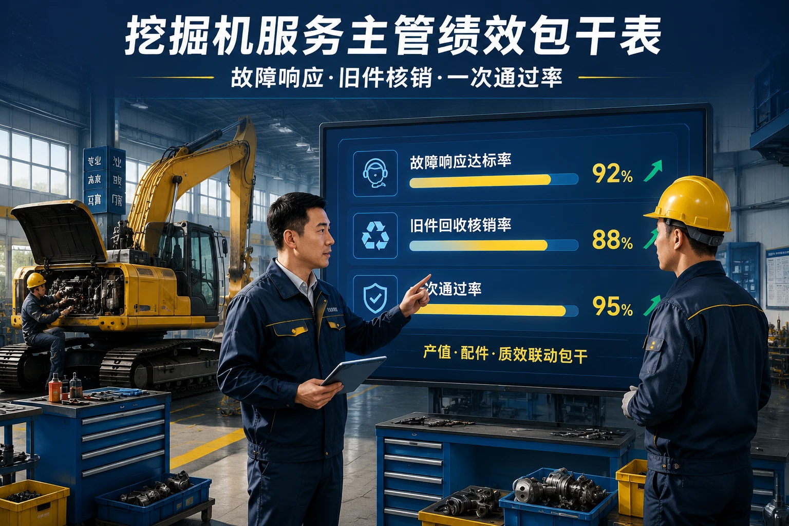 挖掘机服务主管绩效包干表：故障响应、旧件核销与一次通过率（2026年版）