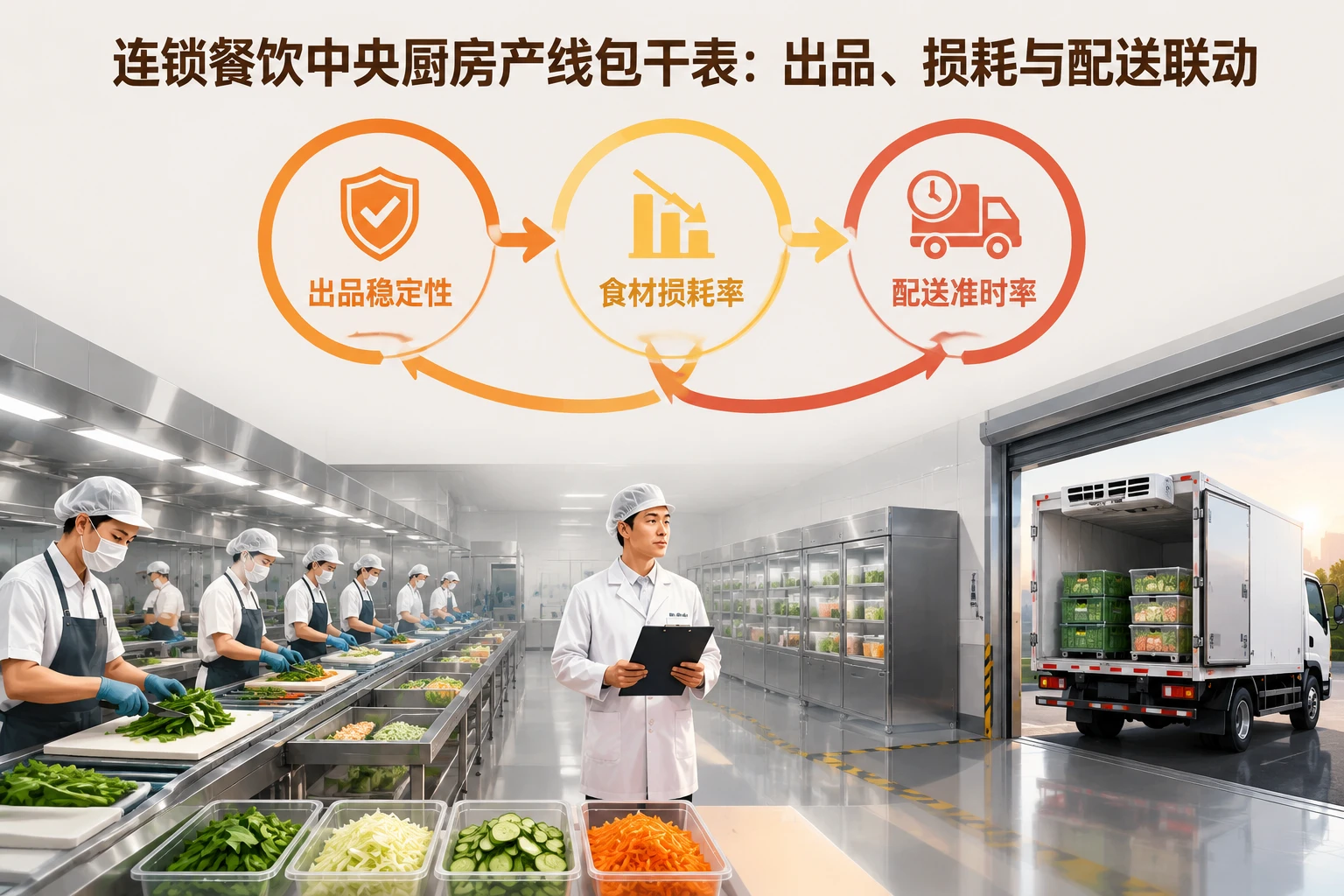 连锁餐饮中央厨房产线包干表：出品、损耗与配送联动