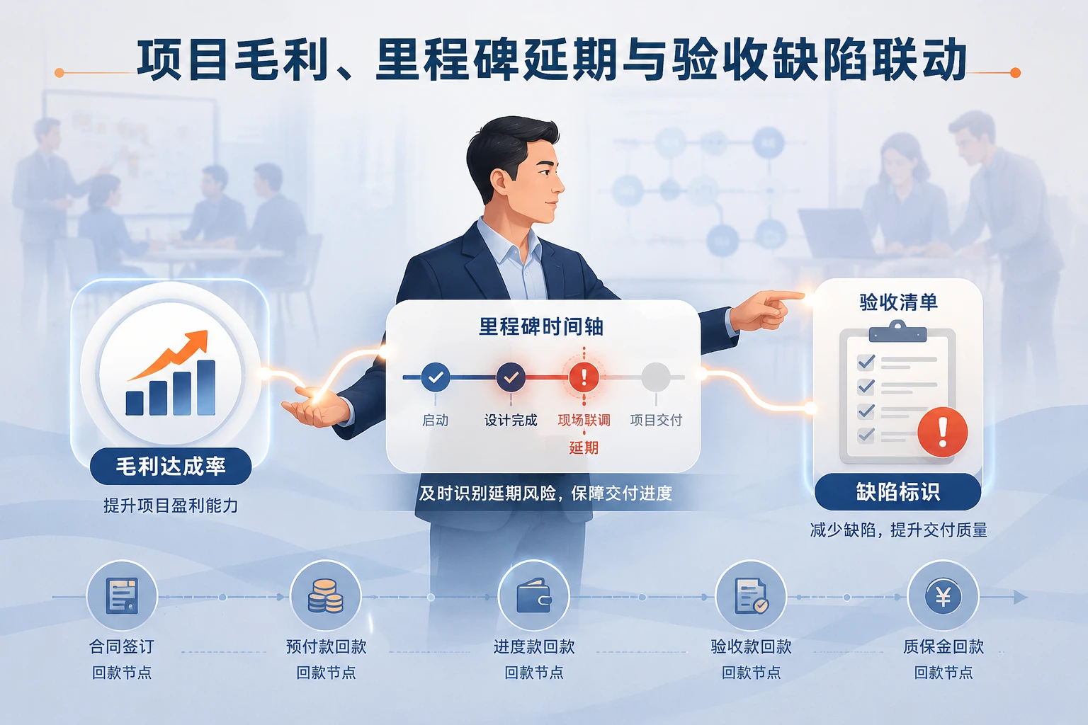 企业服务交付经理绩效包干：项目毛利、里程碑延期与验收缺陷联动