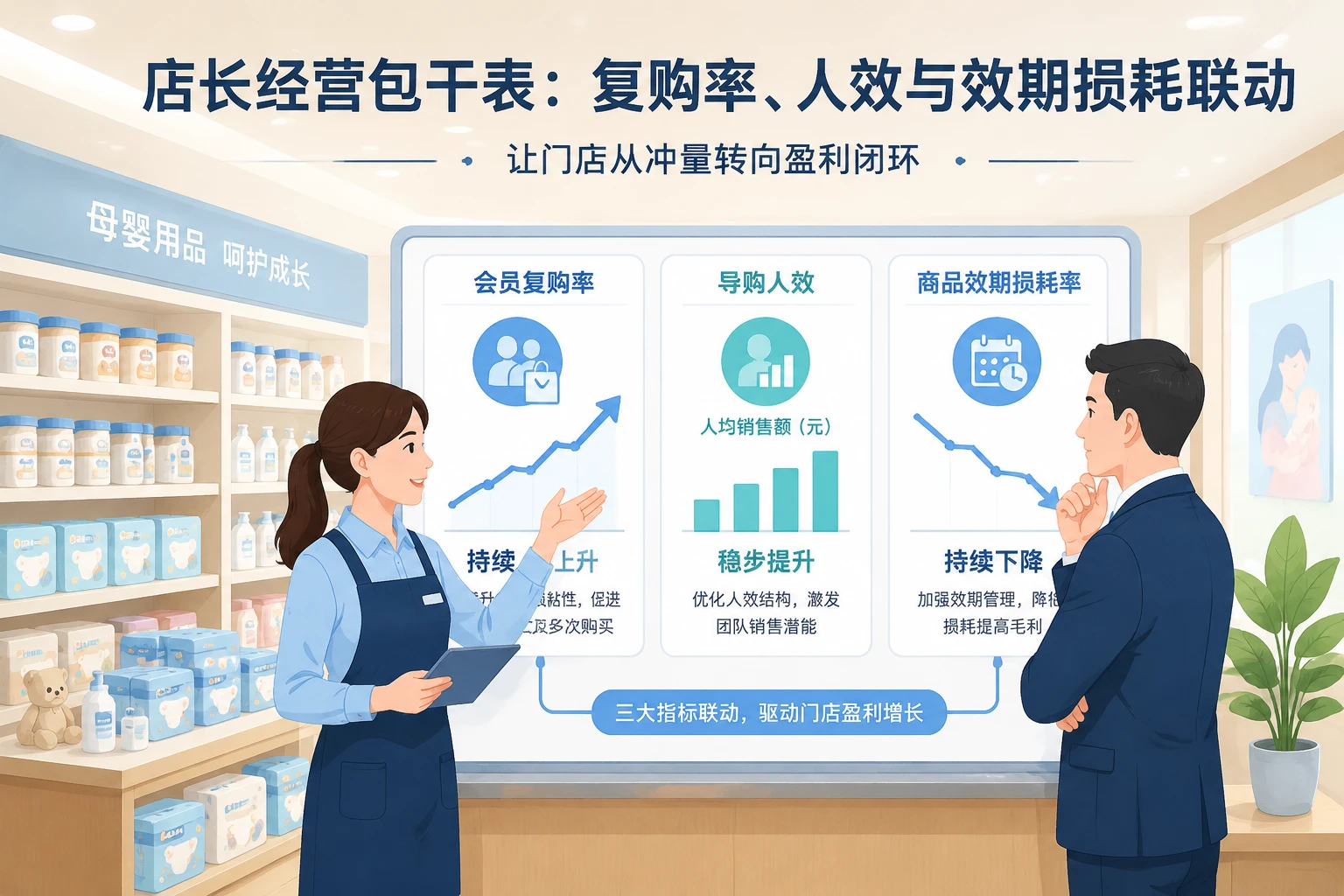 2026年连锁母婴门店店长经营包干表：复购率、人效与效期损耗联动