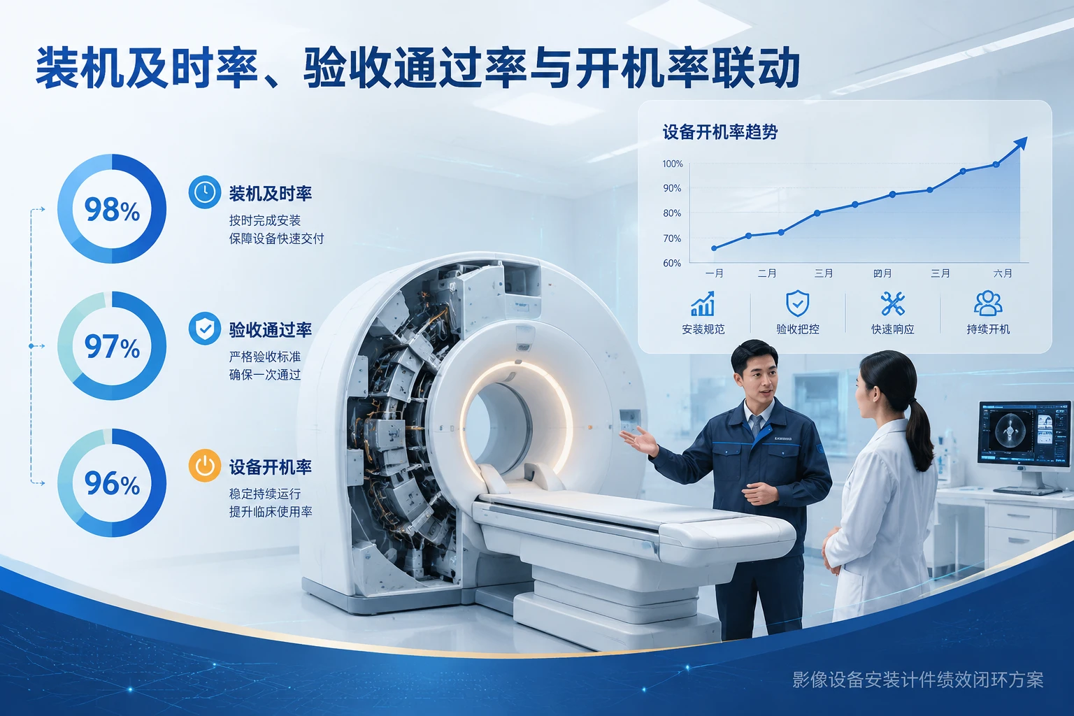 2026年影像设备安装计件绩效表:装机及时率、验收通过率与开机率联动