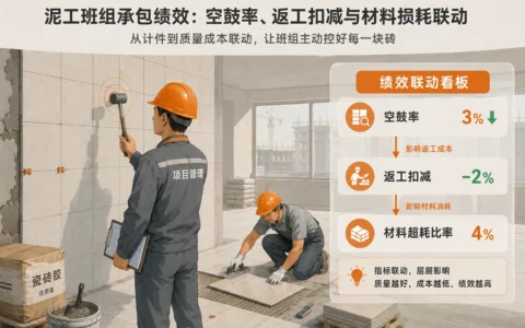 泥工班组承包绩效模板：空鼓率、返工扣减与材料损耗联动实操版）