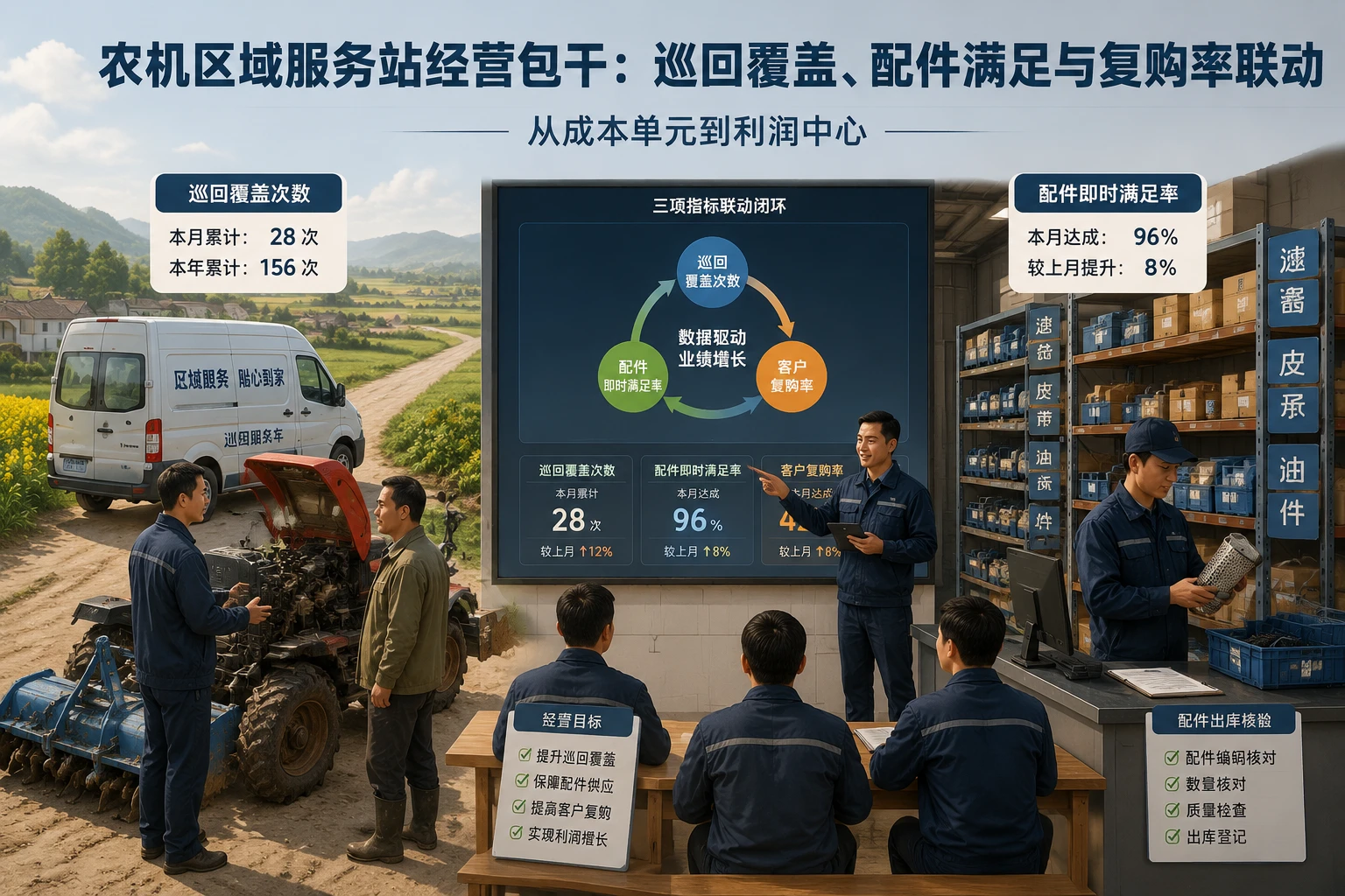 农机区域服务站经营包干：巡回覆盖、配件满足与复购率联动（2026年版）