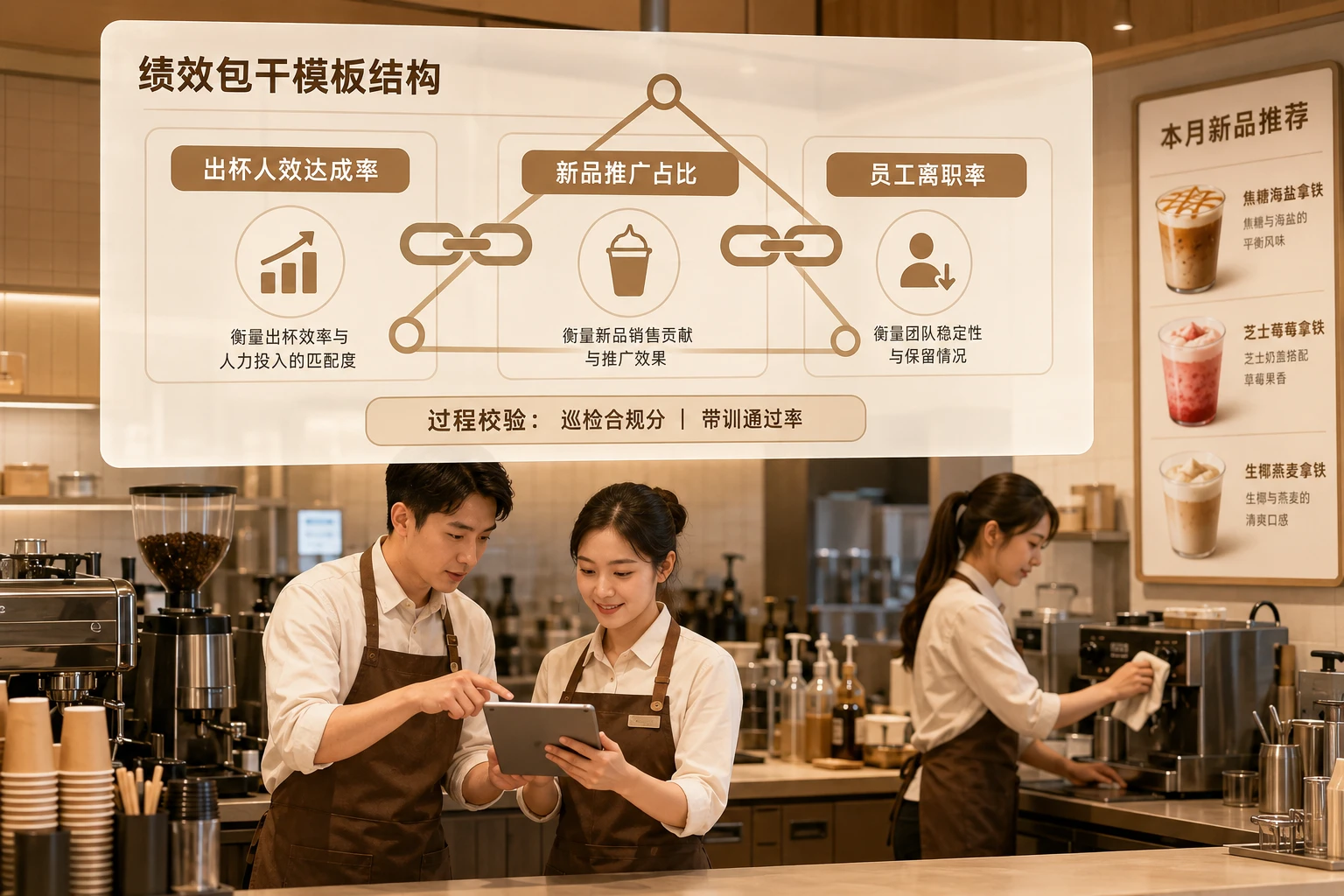 2026年连锁咖啡区域经理绩效包干表:人效、新品推广与离职率联动