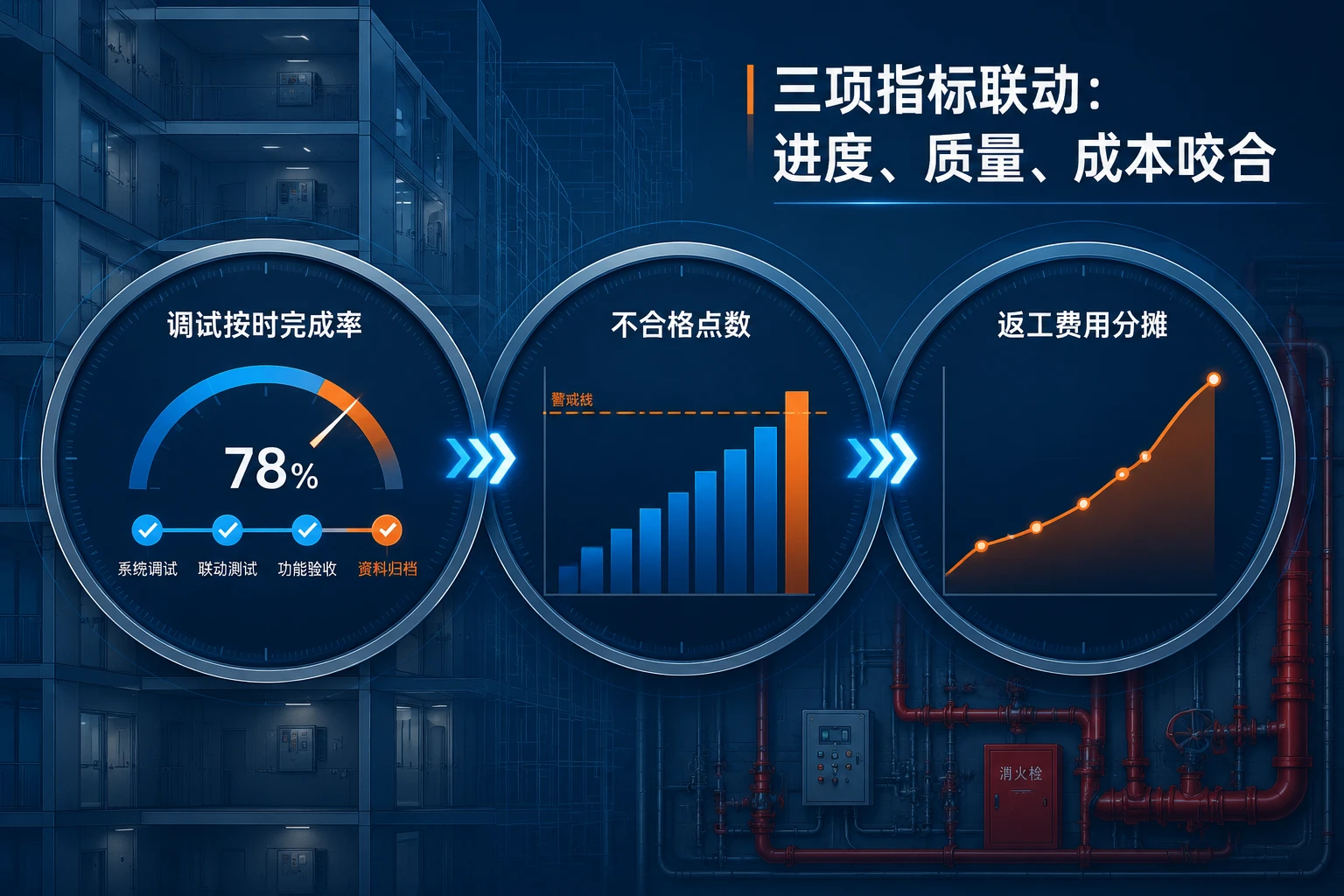 2026年精装修消防调试主管绩效包干：调试按时率、不合格点数与返工费用联动