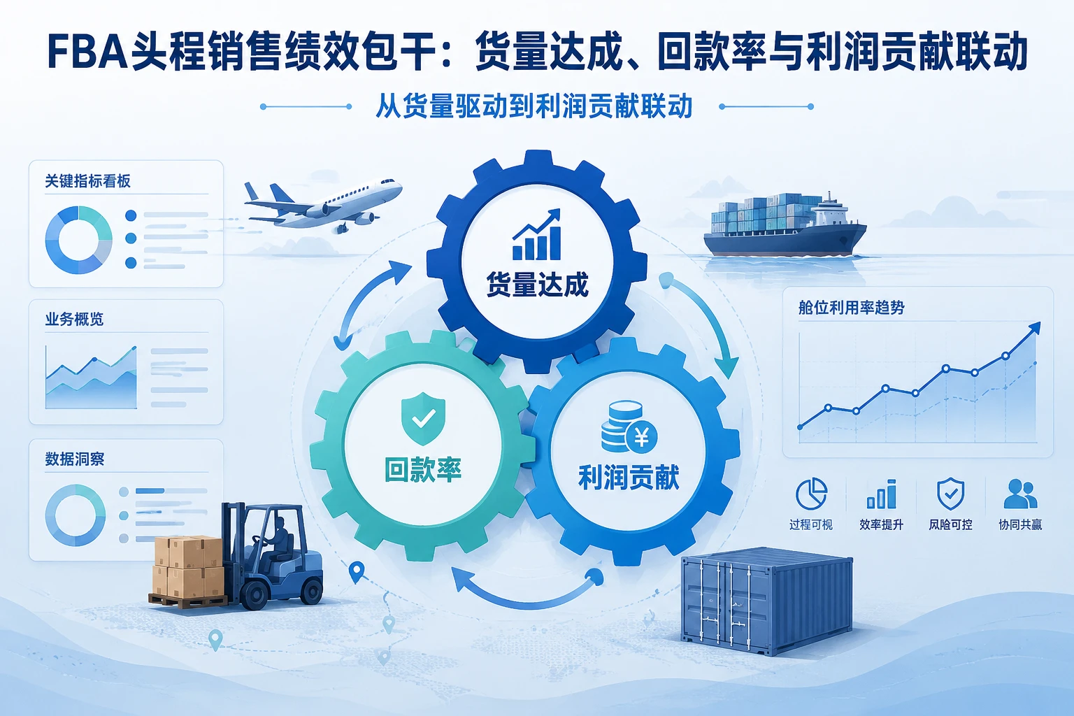 跨境物流FBA头程销售绩效包干模板：货量达成、账期回款率与利润贡献联动