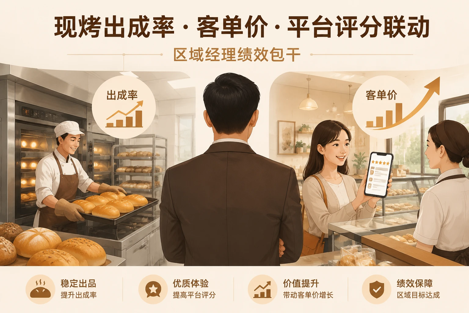 2026年烘焙连锁区域经理绩效包干：现烤出成率、客单价与平台评分联动