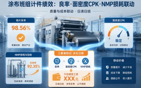 涂布班组计件绩效表单：极片良率、面密度CPK与NMP回收损耗联动，日清日结模板（2026年版）