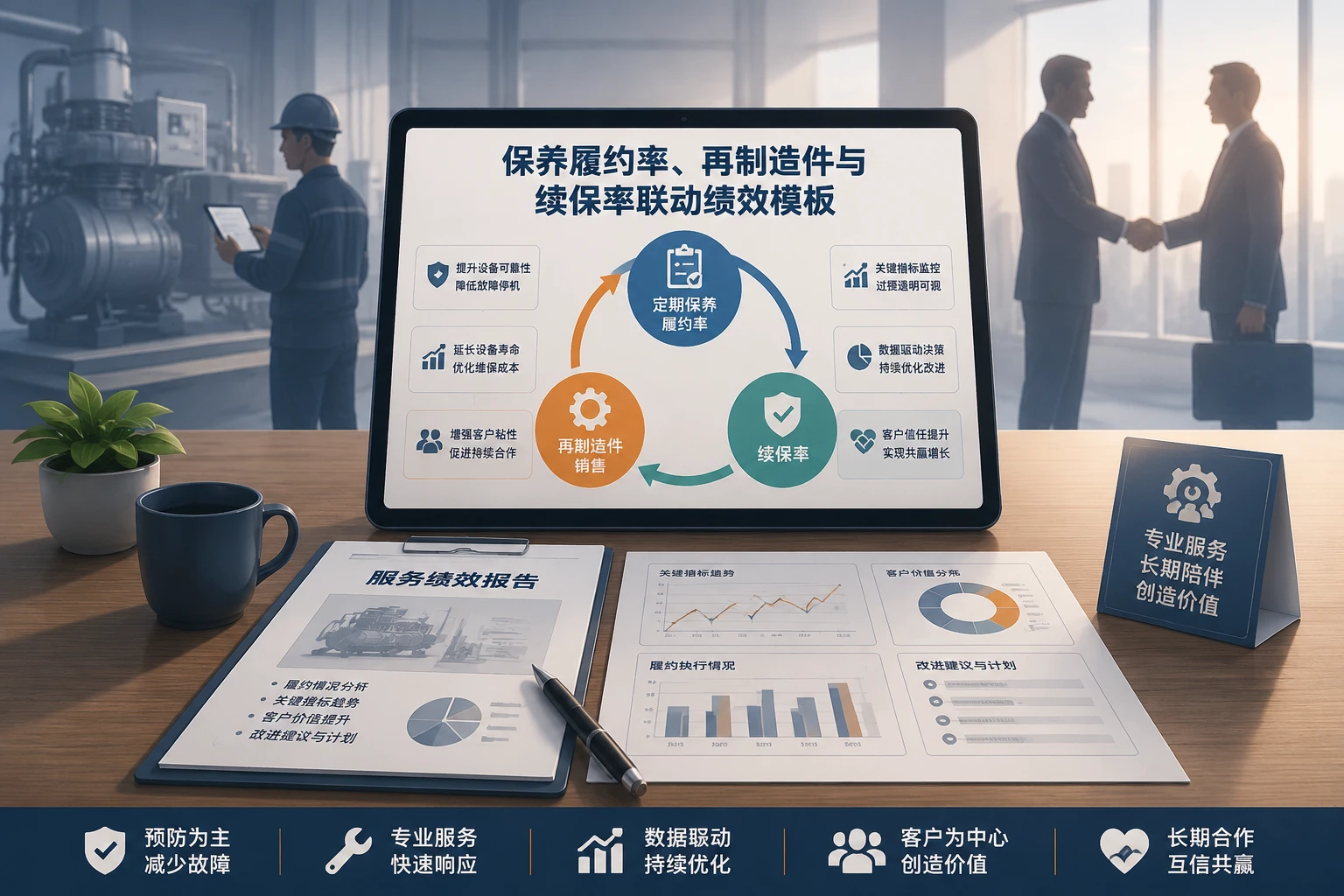 压缩机服务经理绩效联动模板:保养履约率、再制造件与续保率联动(2026年版)