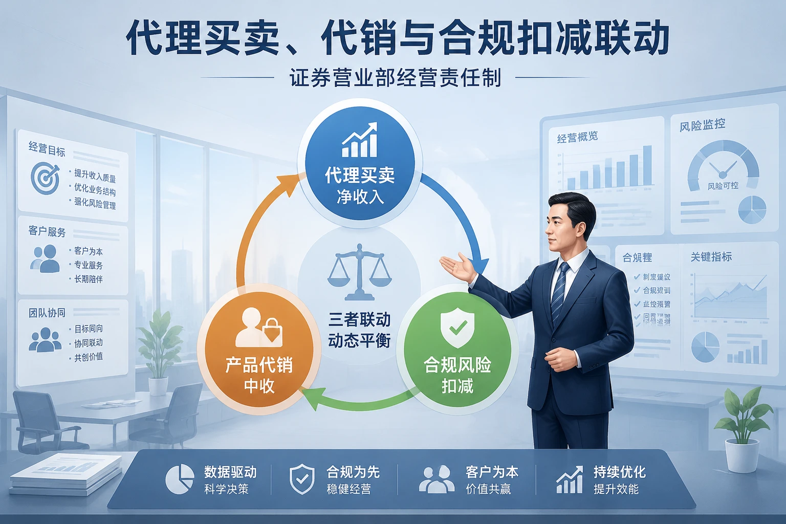 证券营业部经营责任制：代理买卖、代销与合规扣减联动