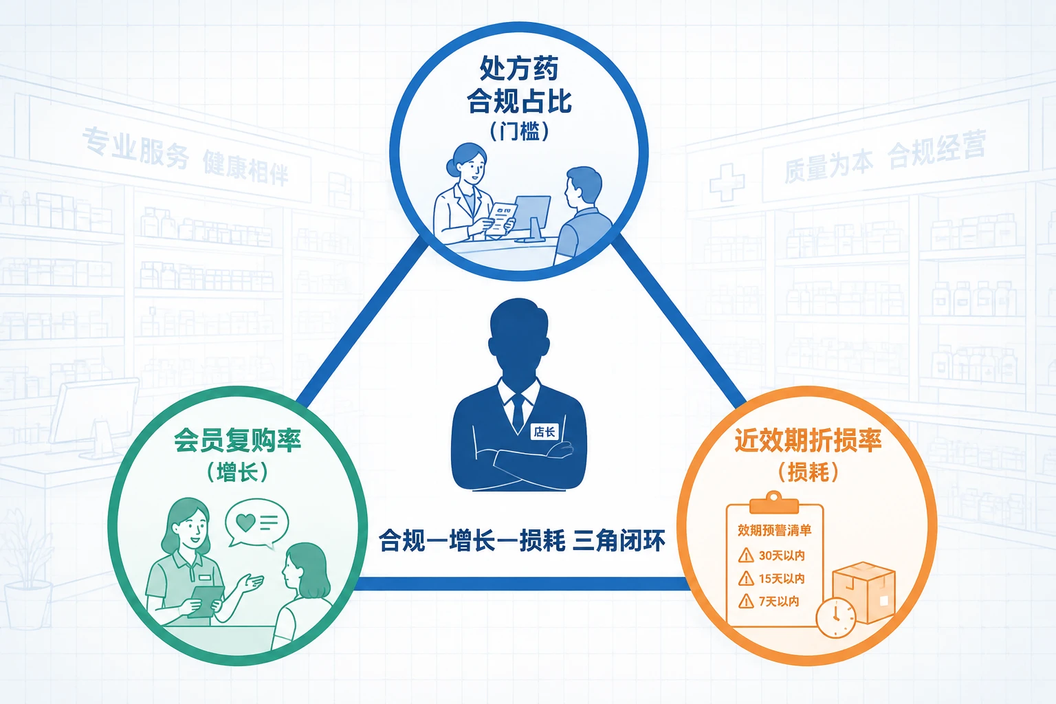 2026年连锁药店店长经营包干：处方药合规、复购率与近效期折损联动