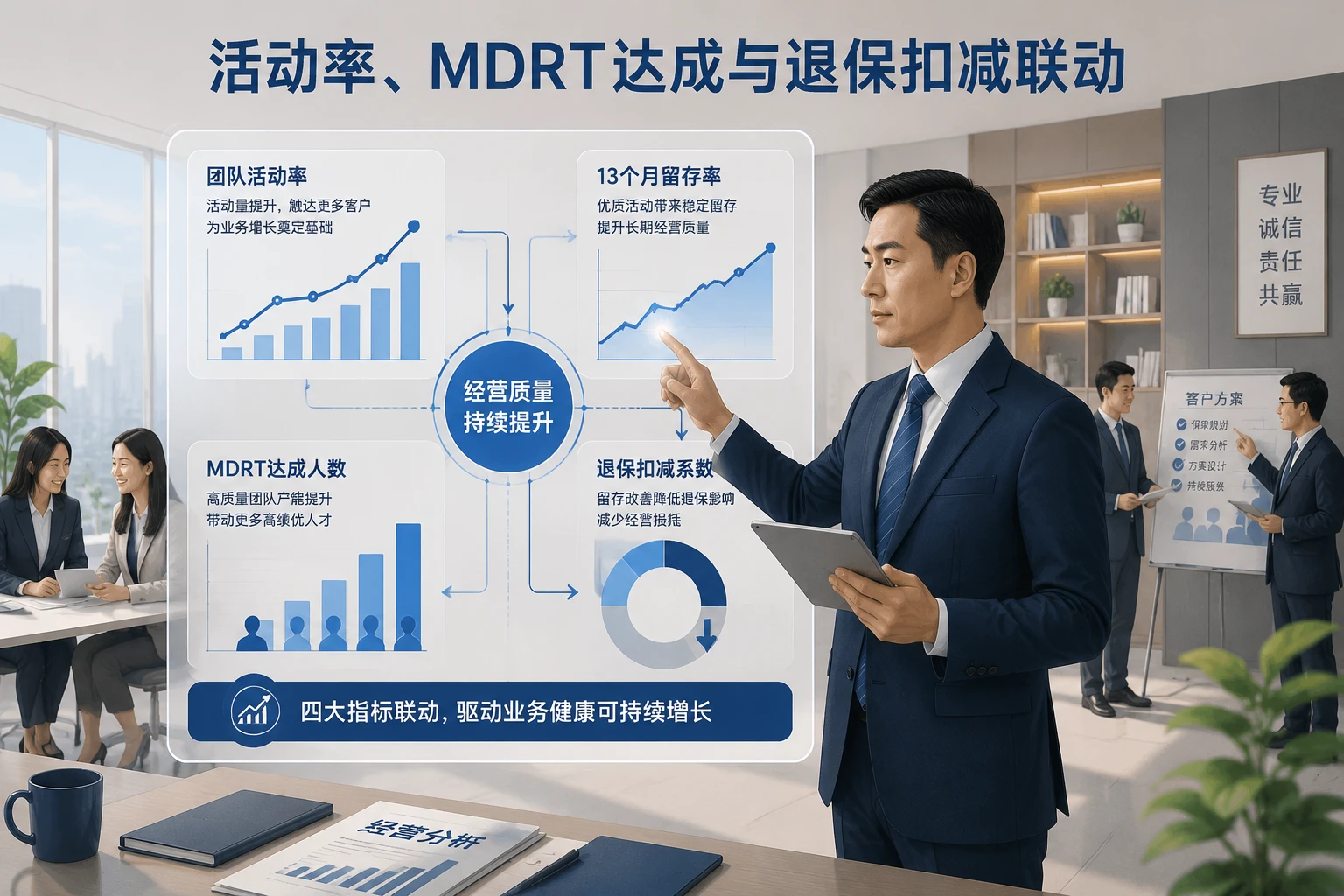 2026年保险总监绩效包干：活动率、MDRT达成与退保扣减联动