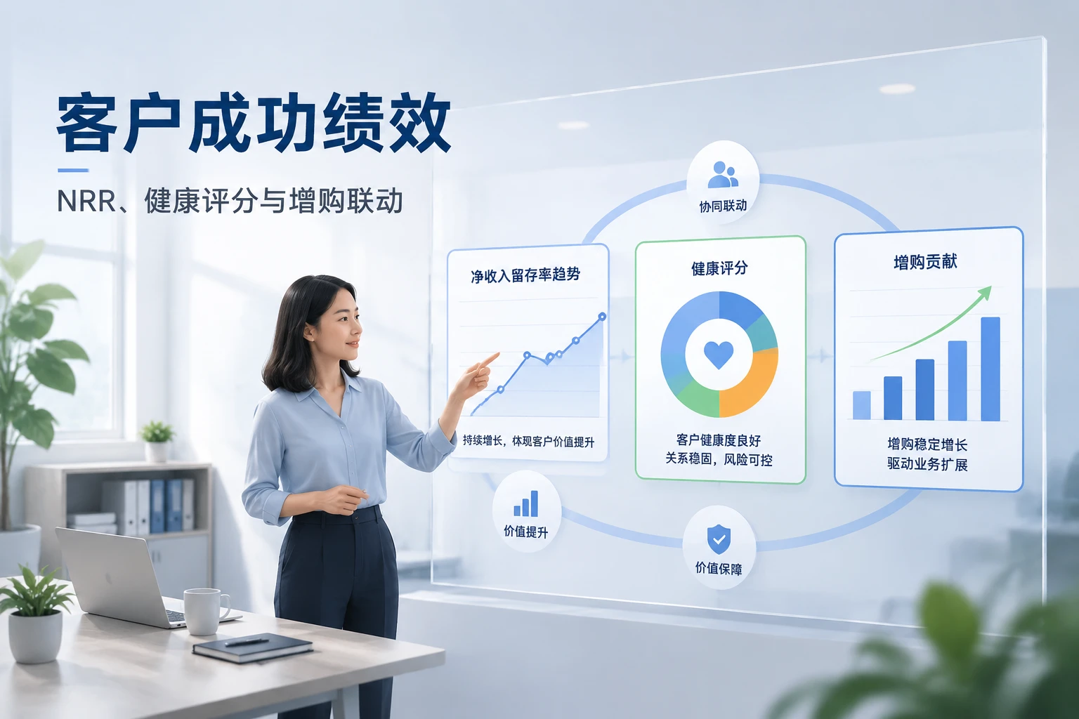 客户成功绩效：NRR、健康评分与增购联动