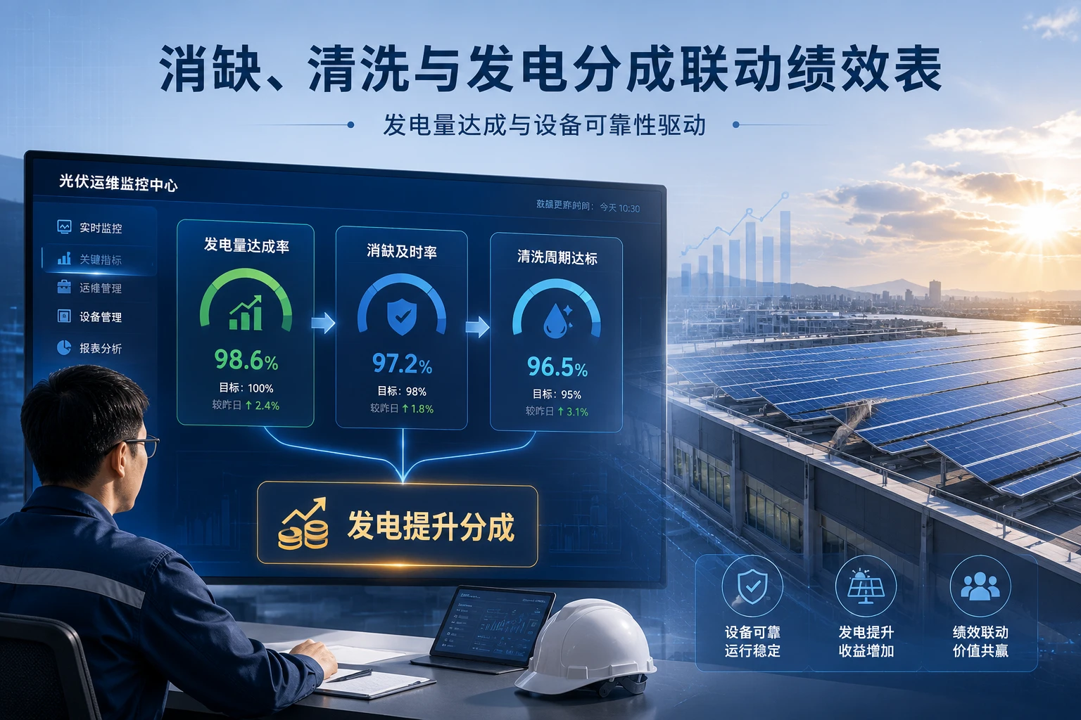 光伏运维主管绩效表:消缺、清洗与发电分成联动(2026年版)