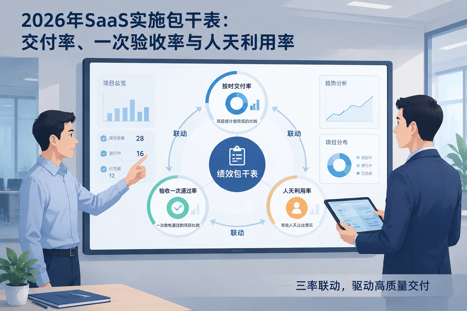 2026年SaaS实施包干表:交付率、一次验收率与人天利用率