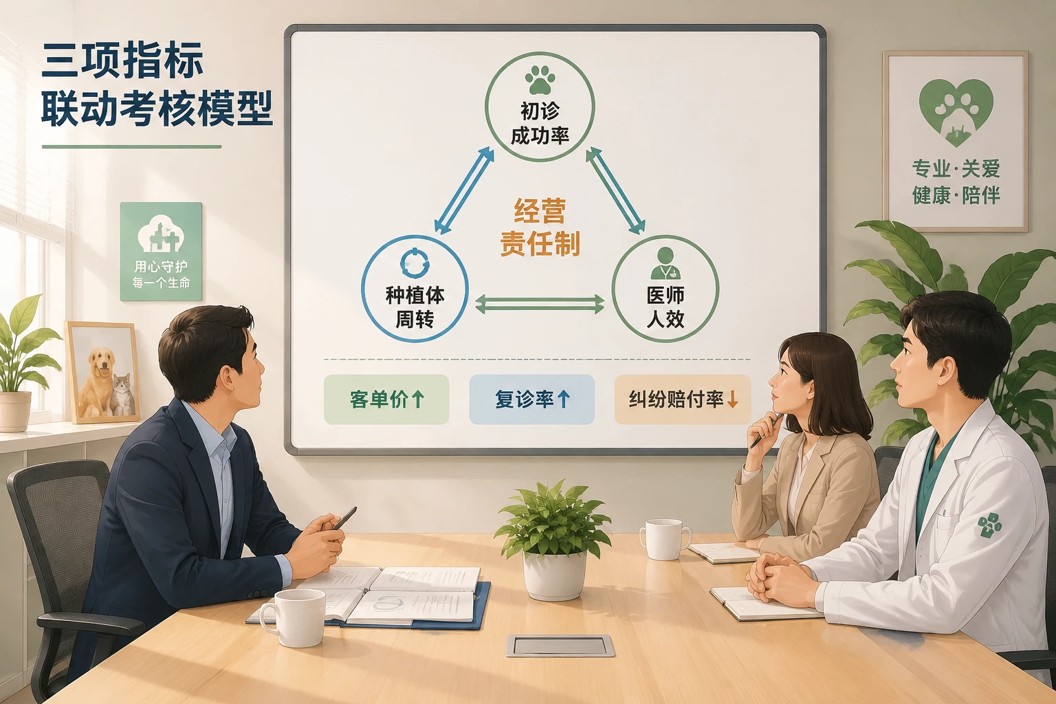 2026年连锁宠物医院经营责任制：初诊接诊成功率、种植体周转与医师人效模型
