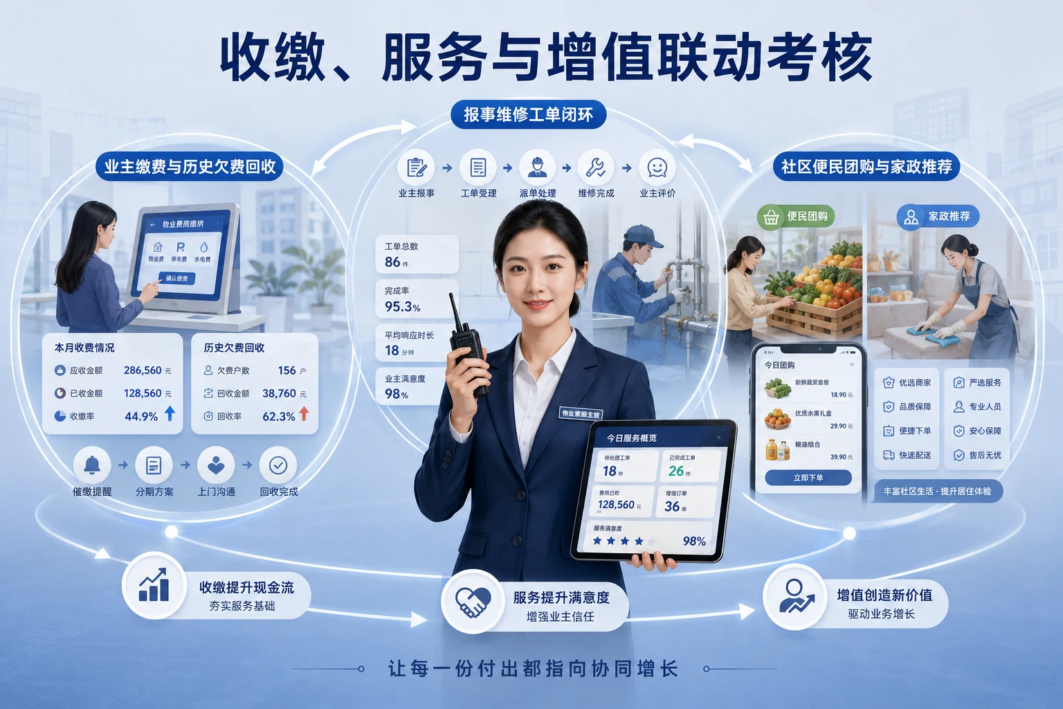 住宅物业客服绩效表：收缴率、服务响应与增值联动考核（2026年版）