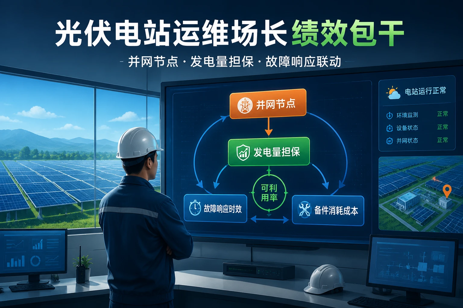 光伏电站运维场长绩效包干：并网节点、发电量担保与故障响应联动