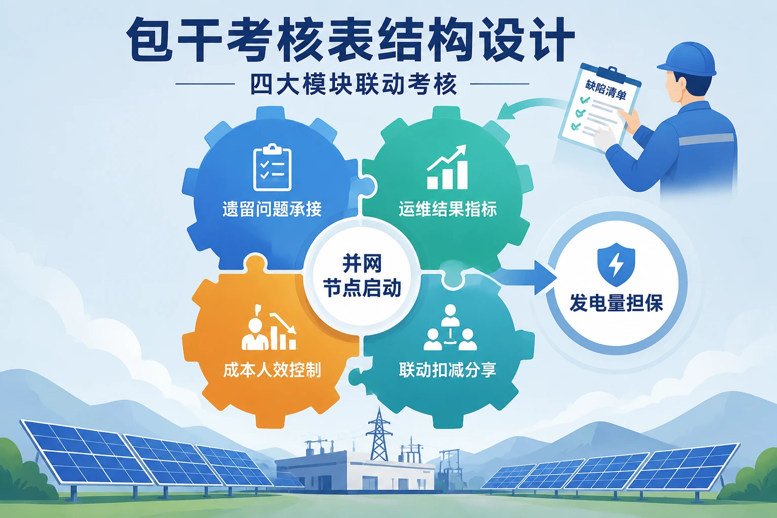 光伏电站运维场长绩效包干：并网节点、发电量担保与故障响应联动